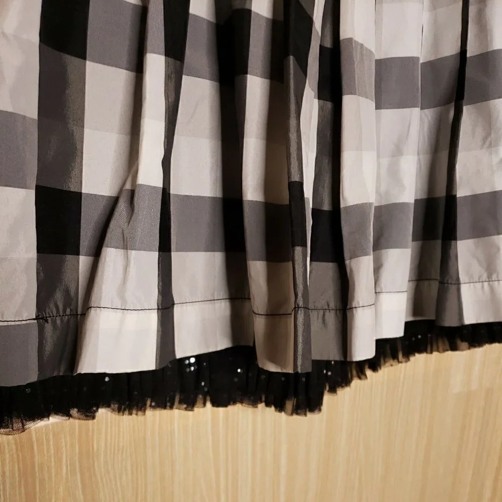 Justice Girls Dressy Black Grey Buffalo Check Skirt 10